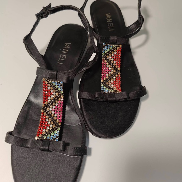Vaneli Satin Embellished Multicolor Rhinestone Sandal, size 7, NEW - Picture 1 of 10